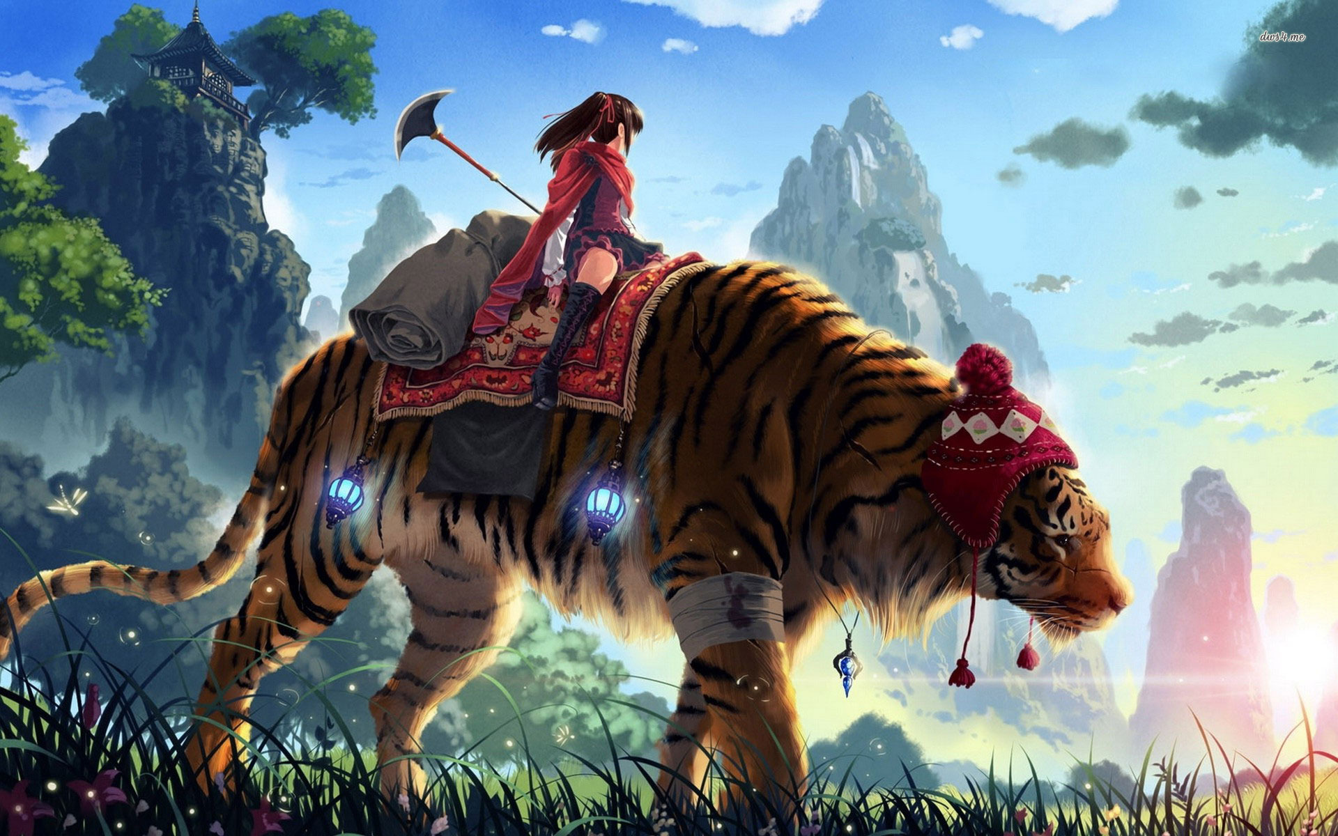 anime girl tiger warrior