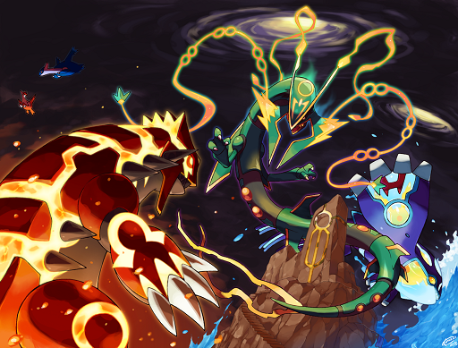 Download Rayquaza Shines in a Brilliant Display of Green Flares